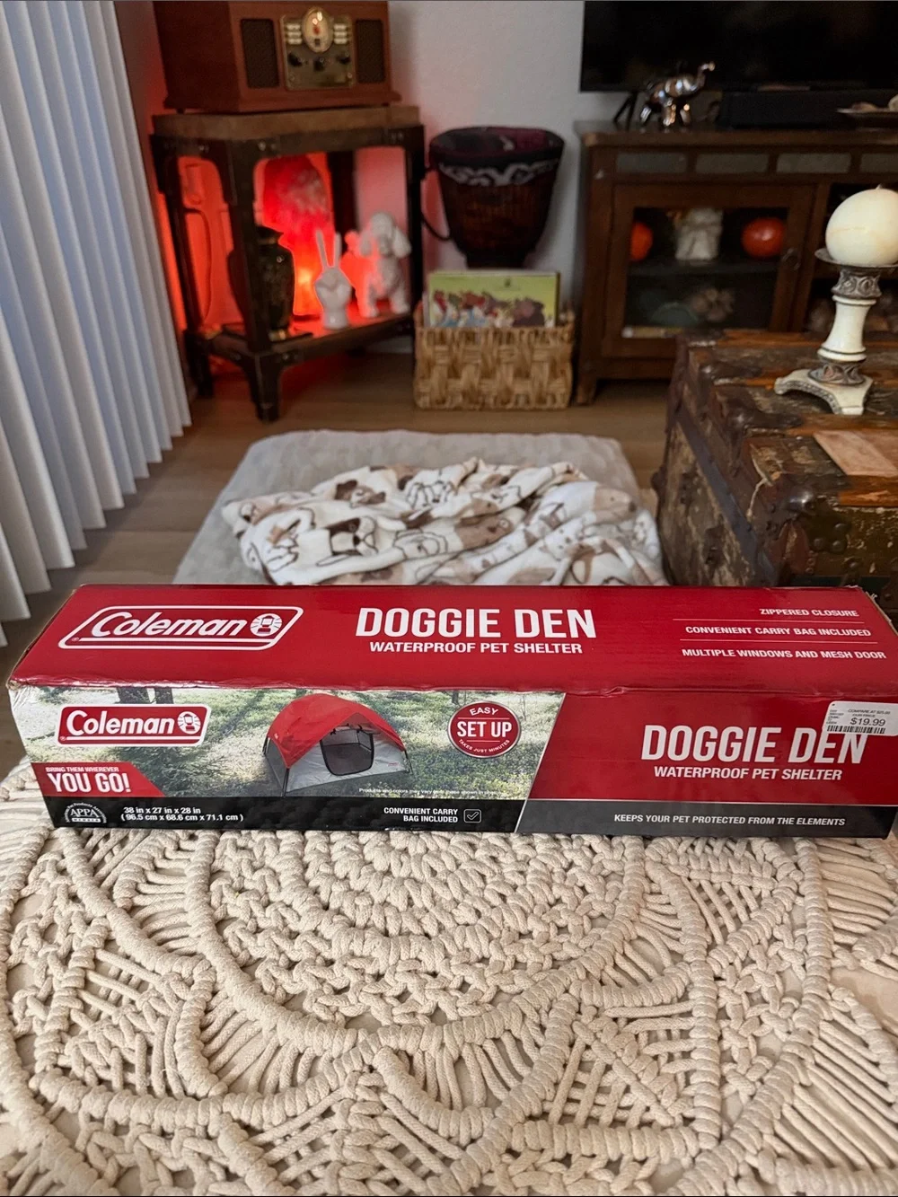 Coleman Red and Gray Doggie Tent - Portable Waterproof Pet Shelter